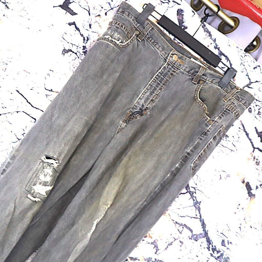 VINTAGE DISTRESSED JEANS 34x32 Canyon River Blues *FLAWED* Streetwear Grunge DIY